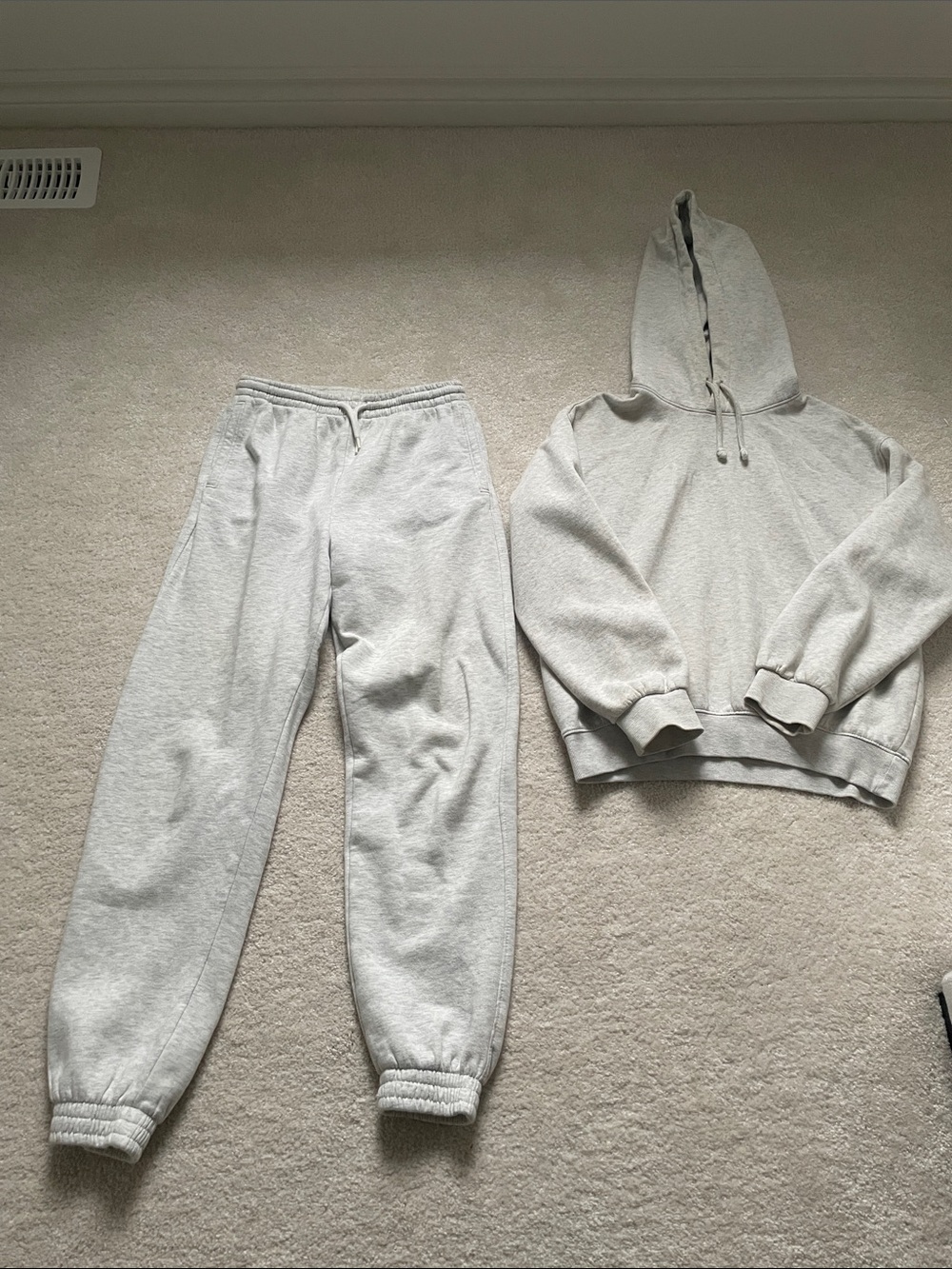 H&M Heather White Hoodie Set - XS